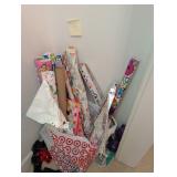 Lot of miscellaneous wrapping paper and gift boxes