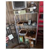 White metal shelf, folds up (no contents)