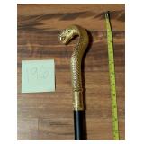 Gold tone Cobra head cane/walking stick