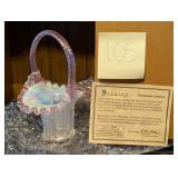 Fenton Opalescent butterfly & Berry basket w/ COA