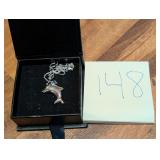 Cate and Chloe 18 kt white gold dolphin necklace