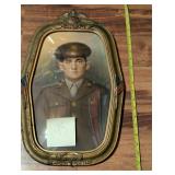 Vintage ornate WWI/WWII framed military portrait