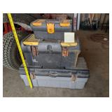 Three empty tool boxes