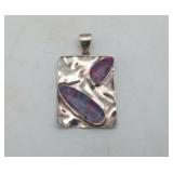 Sterling Silver Red Fire Opal Pendant 9.9g TWT