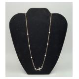Sterling Silver Cross Necklace with Prayer Beads