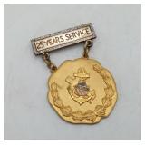 Sterling Silver & Brass 25 year Service Badge