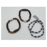 Black Pearl & Tigereye Bracelets