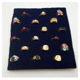 Quality Gemstone Rhinestone Rings 18pcs Gold Plate