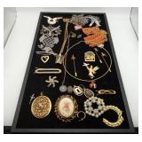 Rhinestone Costume Jewelry lot Owl Lockets LOT