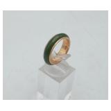 14k Gold Jade Wedding Band Ring