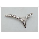 Sterling Silver Seagull Rhinestone Brooch Pin