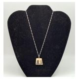 Sterling Necklace FAUX Scrimshaw Nautical Pendant