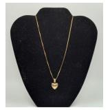 14k Gold Puffed Heart Necklace with box chain 5.5g
