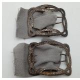 2 Antique Silver Belt Buckles NOT STERLING