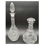Wheel Cut Lead Crystal Rose Pattern Wine Decanters