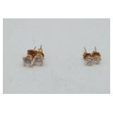14k Gold Clear Stone Earrings 2 pair