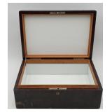 Mahogany Cigar Humidor Milk Glass Lined 1920's