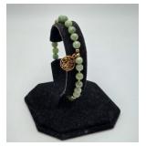 Jade OR Amazonite Bracelet Gold Charm Accent