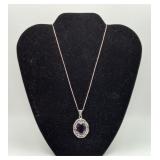 Art Deco Amethyst COLOR Pedant Sterling Chain