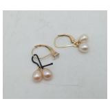 14k Gold Leaver Back Pearl Earrings MISS MATCH