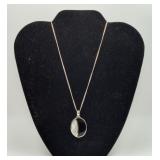 Sterling Onyx Mother of Pearl Pendant Necklace