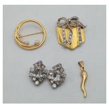 Monet Pin Rhinestone Earrings Costume Jewelry LOT