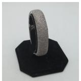 Sterling Silver Pave Set CZ hinged Bangle Bracelet