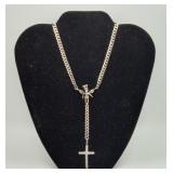 Sterling Silver Cross Pendant Necklace 24.5 Grams
