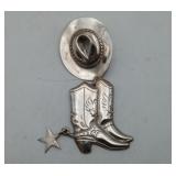 Sterling Silver Cowboy Boots & Hat Single Earring