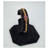 14k Gold Citrine Pink Stone Clasp Bracelet 7.4g TW