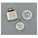 Sterling Silver Pendant & Pins MONGRAMED 15.4gms