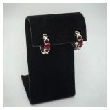 Sterling Silver Re Rhinestone Hoop Earrings