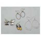 Group Sterling Silver Earrings Angels Dangle Amber