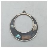 Sterling Silver Abalone Onyx Moon Pendant