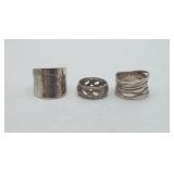 3 Sterling Silver Rings 18.8 Grams