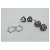 Sterling Earrings Marcasite Mother Pearl CZ 3 sets