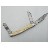 Schrade Folding Pocket Knife Scrimshaw Handle