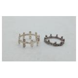 2 Sterling Silver Rings Crown & CZ