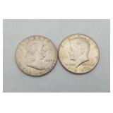 2 Silver Half Dollar 50 cent Coins 1953 1964
