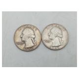 2 Silver Quarters 1956 & 1962 US Coins