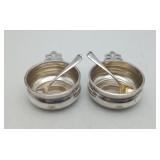 2 Sterling Silver Salt Cellars & Spoons 79.7 Grams