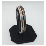 White & Black Cloissone Enamel Floral Bangles