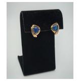 NWT 10K Gold Blue Sapphire Earrings 3.7 grams