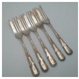Triple Plated 5 Fish Forks 176 grams
