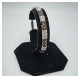 Sterling BLK & WHT Diamonique Bangle Bracelet 18gr