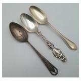 Three Sterling Assorted Spoons 80 grams