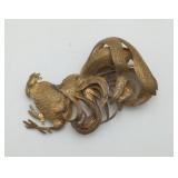 Vintage Brass Fighting Rooster Brooch Pin