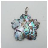 Sterling Silver Abalone Shell Flower Pendant