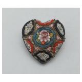 VTG Micro Itilian Mosaic Heart Brooch Pin Jewelry