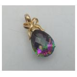 Sterling Gold Overlay Mystic Topaz CZ Pendant